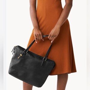 Fossil Jacqueline Black Leather Tote Bag